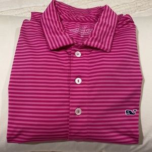 Pink Striped Vineyard Vines Performance Polo